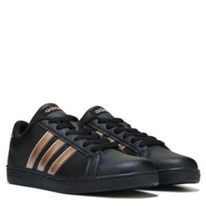 womens black adidas with rose gold
